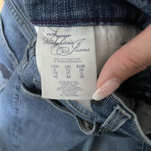 Not Your Daughter's Jeans Size 8 Blue Straight  Lift Tuck NYDJ Y2K Embroidered - Picture 5 of 8